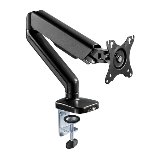 Starburst SB-FLX-1BL-U FLEXION SERIES Monitor Arm with USB2.0 Charge Ports and Dual Multimedia Ports, Desk Mounted, Spring Assisted and Counterbalanced, With Black Finish, For Screens Up To 32"