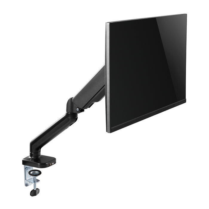 Starburst SB-FLX-1BL-U FLEXION SERIES Monitor Arm with USB2.0 Charge Port and Dual Multimedia Ports, Desk Mounted, Spring Assisted and Counterbalanced, With Black Finish, For Screens Up To 32"